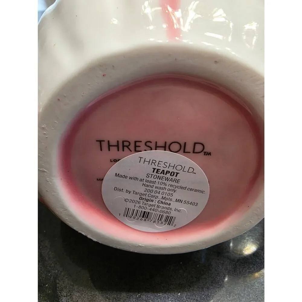34 fl oz Stoneware Radicchio Teapot Pink - Threshold NEW